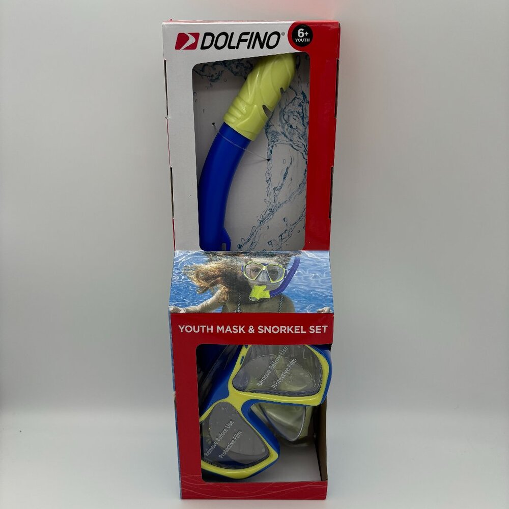 Dolfino Youth Mask & Snorkel Set, Blue Green Kids Summer Pool Swim Water NEW